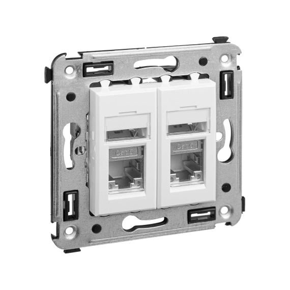 Компьютерная розетка RJ-45 в стену, кат.6 двойная экранированная,"Avanti", "Белое облако" Компьютерная розетка RJ-45 в стену, кат.6 двойная экранированная,"Avanti", "Белое облако"