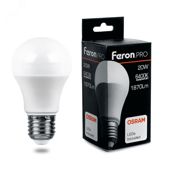 Лампа светодиодная LED 20вт Е27 дневной Feron.PRO FERON 38043