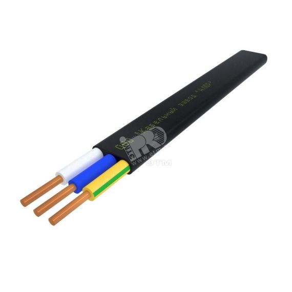 Кабель силовой ВВГ-П нг(А) 3х1.5(ок)(N, PE)-0.660 плоский однопроволочный Алюр 00-00006099