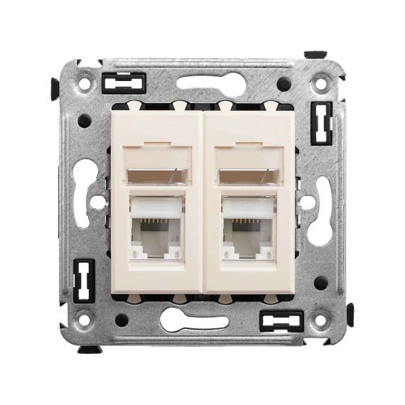 Компьютерная розетка RJ-45 в стену, кат.5e двойная,&quot;Avanti&quot;, &quot;Ванильная дымка&quot;