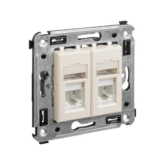 Компьютерная розетка RJ-45 в стену, кат.5e двойная,&quot;Avanti&quot;, &quot;Ванильная дымка&quot;
