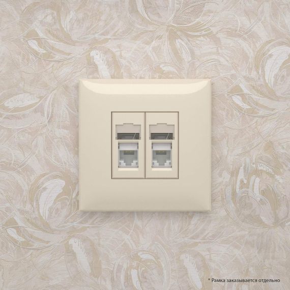 Компьютерная розетка RJ-45 в стену, кат.5e двойная,&quot;Avanti&quot;, &quot;Ванильная дымка&quot;