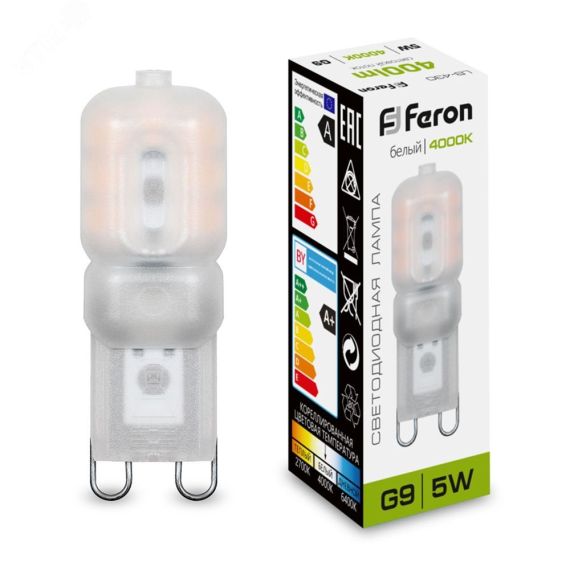 Лампа светодиодная LED 5вт 230в G9 белый капсульная FERON 25637