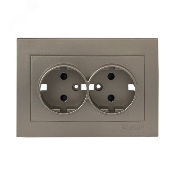 Валенсия лицевая панель розетки 2-местной с/з 16А кашемир с защ. штор. EKF ESR16-L-128-40