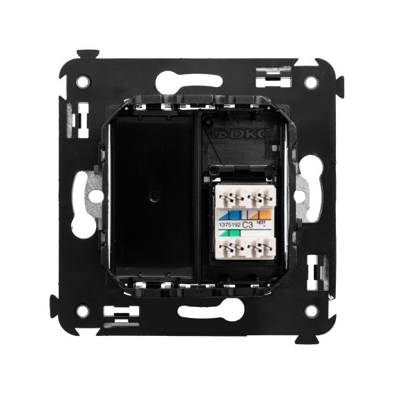 Телефонная розетка RJ-12 в стену одинарная, &quot;Avanti&quot;, &quot;Черный квадрат&quot;