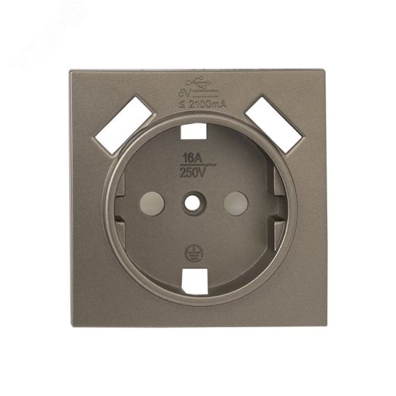 Валенсия лицевая панель розетки 1-местной с/з 16А кашемир с защ. штор. с 2 USB 2,1А EKF ESR16-L-028-40-2USB