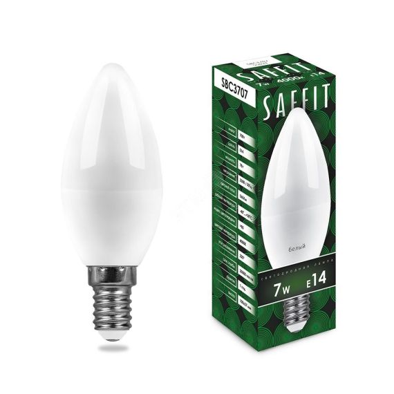 Лампа светодиодная LED 7вт E14 белый матовая свеча FERON 55031