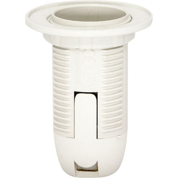 Патрон люстровый Е14 пластик с кольцом белый FERON 22347