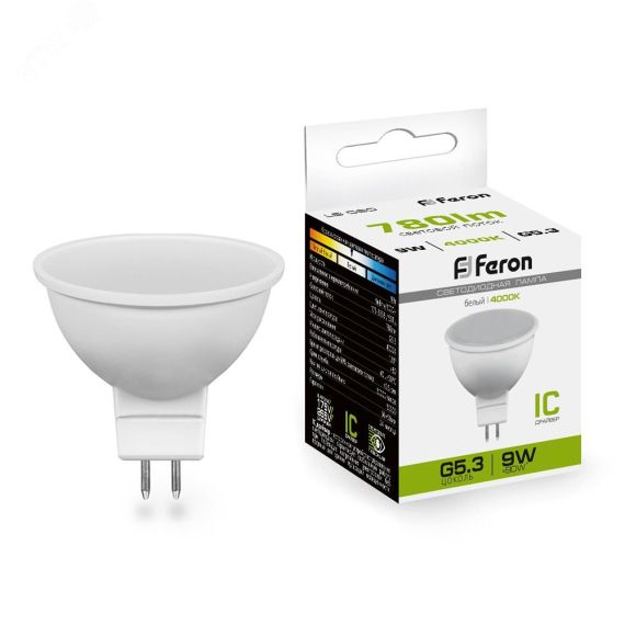 Лампа светодиодная LED 9вт 230в G5.3 белый FERON 25840