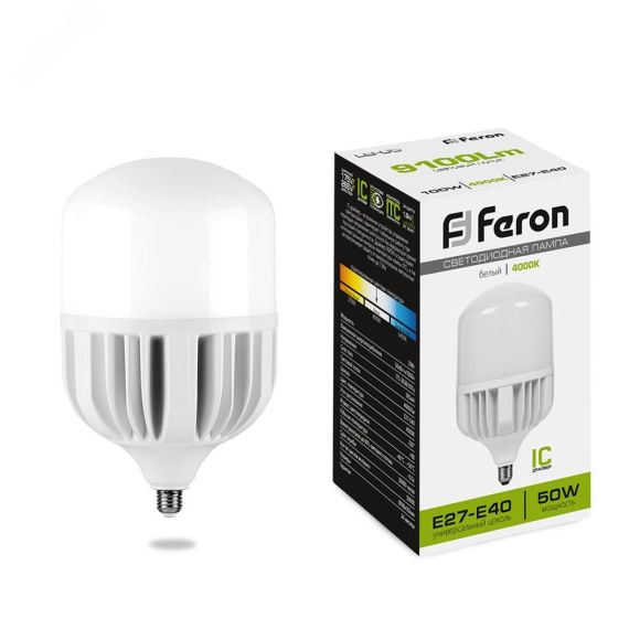 Лампа светодиодная LED 50вт Е27/Е40 белый FERON 25820