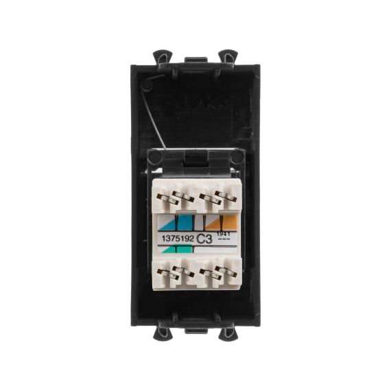 Телефонная розетка RJ-12 модульная, &quot;Avanti&quot;, &quot;Черный матовый&quot;, 1 модуль