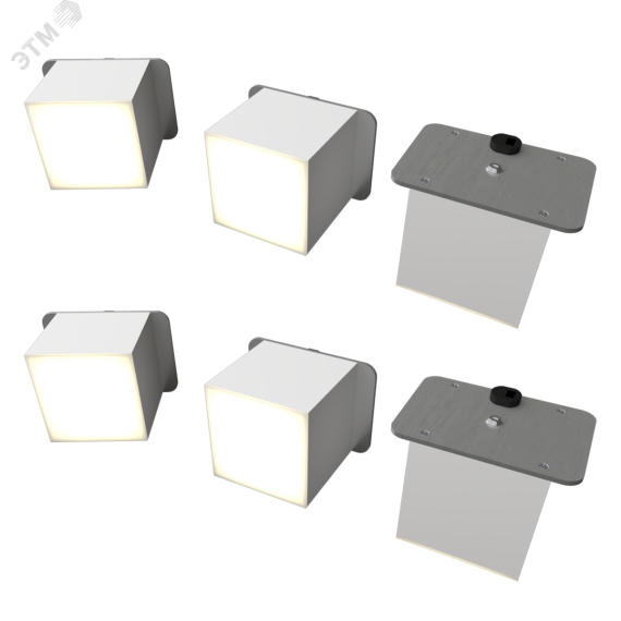 Светодиодный светильник RVE-LBX-PLAZA-5010-6-GR (Квадрат Грильято 6шт 40х40х40мм 14Вт встраиваемый 4000K Белый) RVElektro RVE00003217