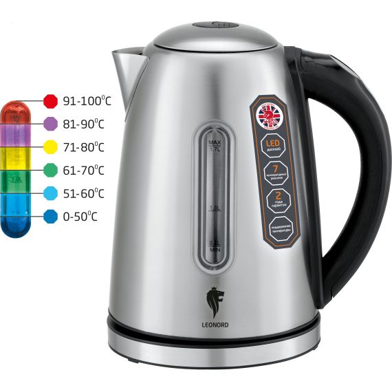 Чайник электрический стальной LE-1506 на 1.7 л Leonord 104864