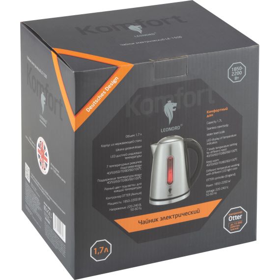 Чайник электрический стальной LE-1506 на 1.7 л Leonord 104864