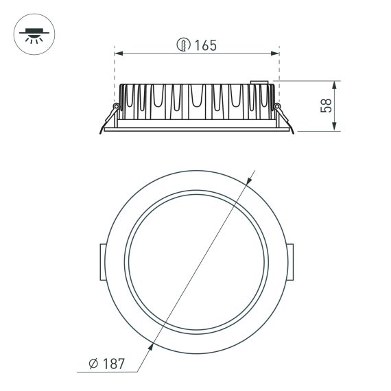 Светильник светодиодный LTD-187WH-FROST-21W Warm White 110deg (ARL, IP44 металл, 3 года) Arlight 021069