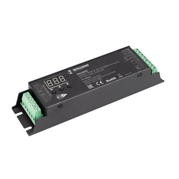 INTELLIGENT ARLIGHT Декодер SMART-DMX512-305-63-RDM-SUF Black (12-48V, 5x4A, Terminal) (IARL, IP20 Металл, 5 лет) Arlight 036244