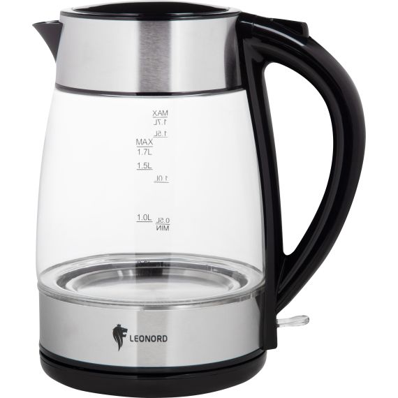 Чайник электрический LE-1513 на 1,7 л, материал стекло, пластик Leonord 107165