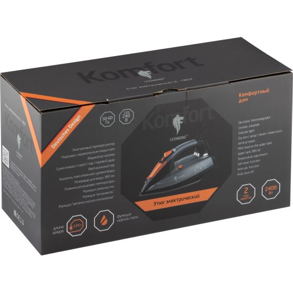 Утюг LE-1803 на 2400 Вт, с электронным управлением, подошва - керамическая Leonord 270085