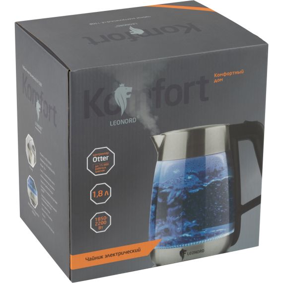 Чайник электрический стеклянный LE-1508 на 1.8 л Leonord 104866