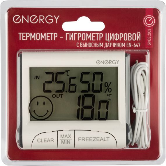 Термометр-гигрометр цифровой EN-647 с выносным датчиком Energy ВиК 107310