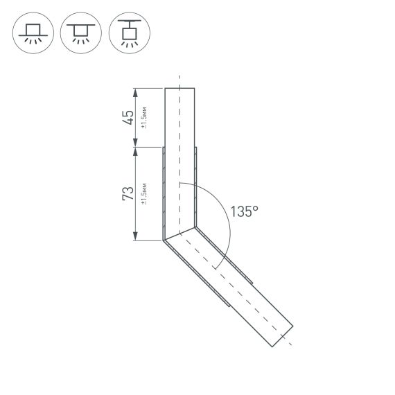 Угол PLS-LOCK-H25-L135 (с экраном MAT-L) (ARL, Металл) Arlight 026136