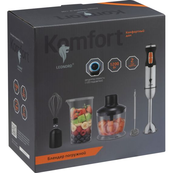 Блендер погружной на 1200 Вт LE-1744, 2 скорости Leonord 107183