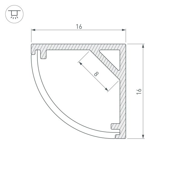 Профиль SL-KANT-H16-3000 ANOD (Алюминий) Arlight 036041