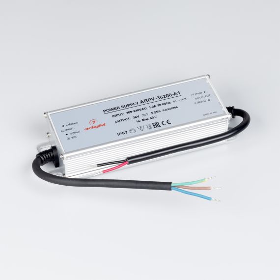 Блок питания ARPV-36200-A1 (36V, 5.55A, 200W) (, IP67 Металл, 3 года) Arlight 035966