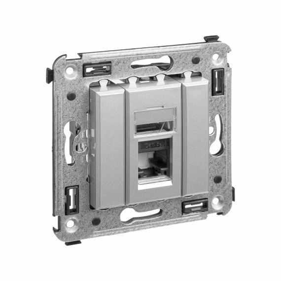 Компьютерная розетка RJ-45 в стену, кат.5e одинарная,&quot;Avanti&quot;,&quot;Закаленная сталь&quot;
