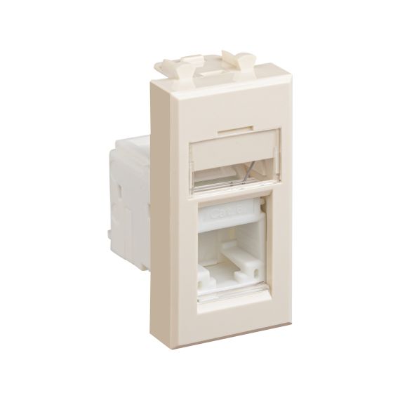 Компьютерная розетка RJ-45 модульная, кат.6А, "Avanti", "Ванильная дымка", 1 модуль Компьютерная розетка RJ-45 модульная, кат.6А, "Avanti", "Ванильная дымка", 1 модуль
