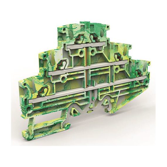 Трехуровневая клемма на 2,5 кв.мм с заземлением (замена на VPR-2.5-3L-PE-YG)