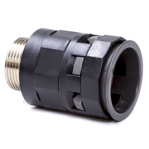 Муфта труба-коробка с металлической резьбой DN 29 мм, М40х1,5, полиамид, цвет черный