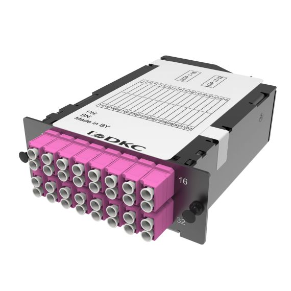 Претерминированная кассета 32 ОВ, OM4, 2xMTP(16)f/16xLC Duplex, 1 HU