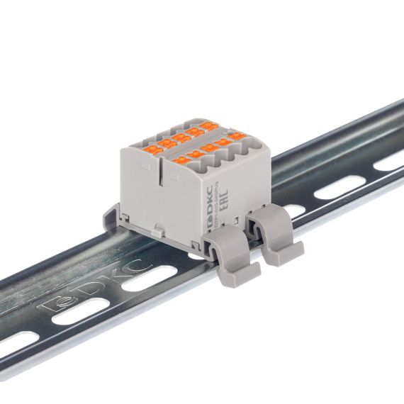 Блок распределительный, зажим push-in, 10 точек подключения 2,5 кв.мм, серый