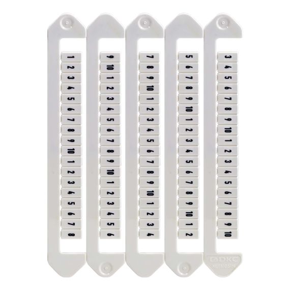 Маркировка для клемм, ширина 5 мм, от 1 до 10, горизонтальная ориентация