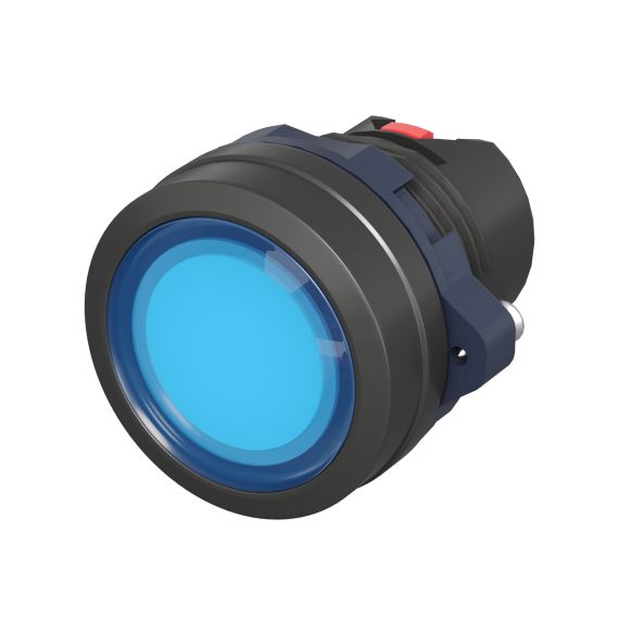 Головка кнопки плоская прозрачная без фиксации, синяя