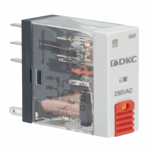 Реле миниатюрное промышленное, 2CO, ком. ток 8А, AgSnO2, напряжение 12V AC, опция: тест-кнопка+светодиод