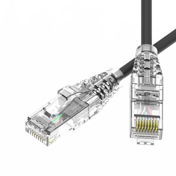 Патч-корд неэкранированный SLIM CAT6 U/UTP 4х2, 28 AWG, LSZH, чёрный, 5м