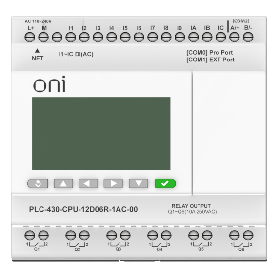 ПЛК 430 Модуль ЦПУ 12 DI 6 RO 220В AC с Ethernet портом с экраном ONI