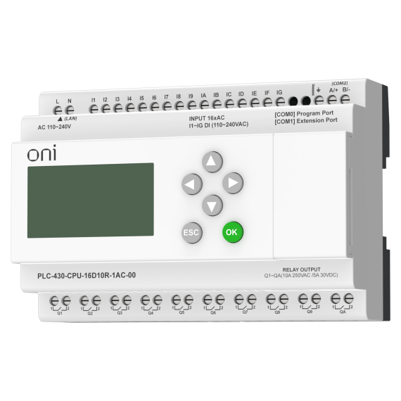 ПЛК 430 Модуль ЦПУ 16 DI 10 RO 220В AC с Ethernet портом с экраном ONI