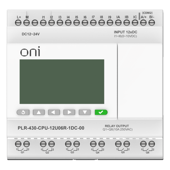 ПЛК 430 Модуль ЦПУ 6 DI 6 UI (0-10 В/DI) 6 RO 24В DC с экраном ONI