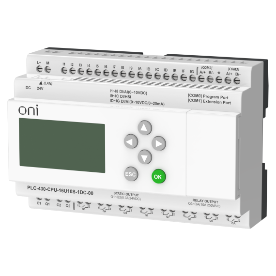 ПЛК 430 Модуль ЦПУ 4 DI 12 UI (0-10 В/DI) 8 RO 2 TO 24В DC с Ethernet портом с экраном ONI