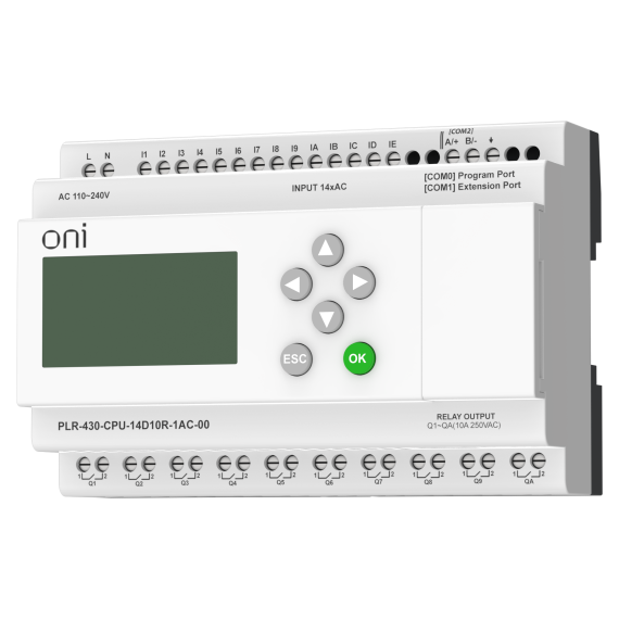ПЛК 430 Модуль ЦПУ 14 DI 10 RO 220В AC с экраном ONI