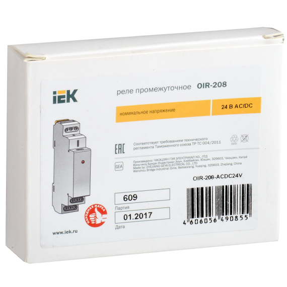 Реле промежуточное модульное OIR 2 контакта 8А 24В AC/DC IEK