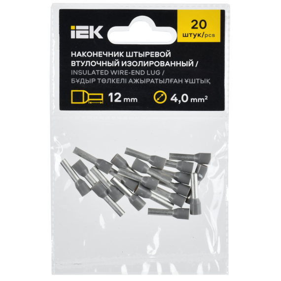 Наконечник НШВИ 4,0-12 серый (20шт/упак) IEK