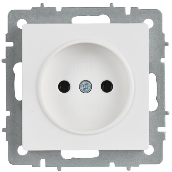 BRITE Розетка 1-местная без заземления с защитными шторками 10А РСш10-2-БрАБ арктический белый IEK
