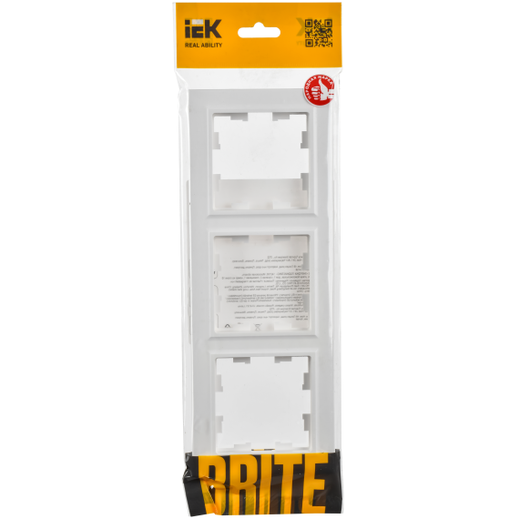 BRITE Рамка 3-местная РУ-3-БрАБ арктический белый IEK
