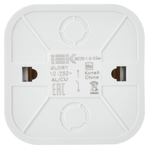 GLORY Выключатель 1-клавишный для открытой установки самовозвратный 10А ВСс20-1-0-ХБм белый матовый IEK