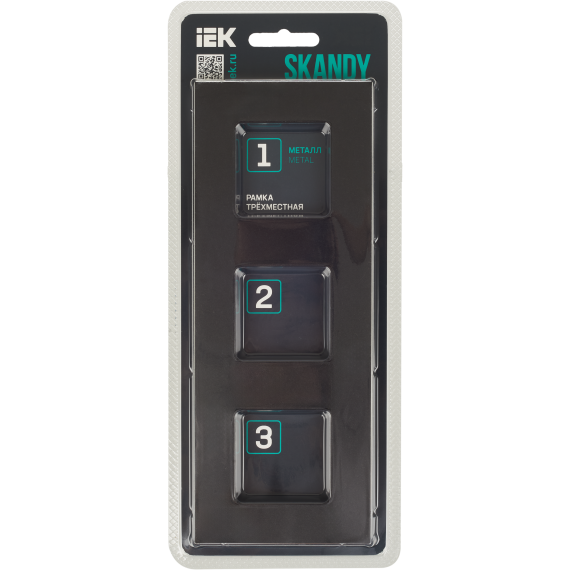 SKANDY Рамка 3-местная SK-F33Bl металл черный IEK