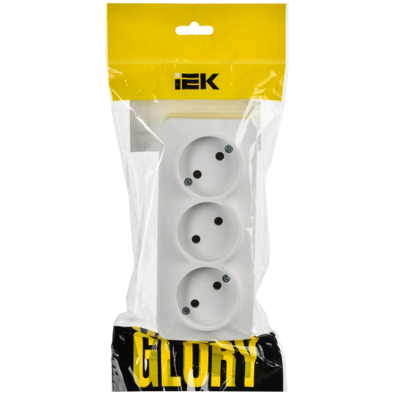 GLORY Розетка 3-местная для открытой установки без заземления без защитных шторок 10А РС23-2-ХБм белый матовый IEK GLORY Розетка 3-местная для открытой установки без заземления без защитных шторок 10А РС23-2-ХБм белый матовый IEK